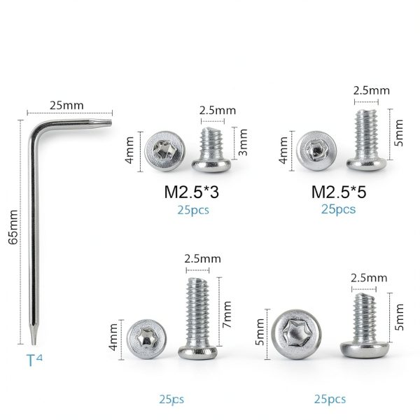 100pcs Pocket blade knife handle screws,Knife Pocket Clip Screw,Tactical Survival Knife Screw,EDC folding knives hilt fasteners,shaft pivot pin rivets,M2.5 Machine Screws,Stainless Steel,4 Type-4