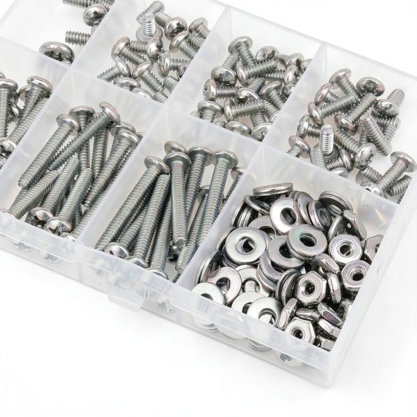 240-Piece #6-32 Phillips Pan Head Machine Screws Nuts Washers Kit, 304-5