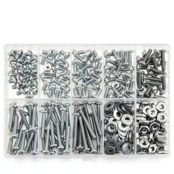 240-Piece #6-32 Phillips Pan Head Machine Screws Nuts Washers Kit, 304-4
