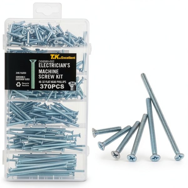 T.K.Excellent Flat Head Phillips Electrician's Machine Screw Kit,370 Pcs-0
