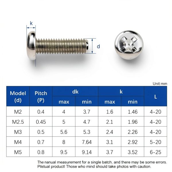 390Pcs M4 x 5mm /6mm /8mm /10mm /12mm /16mm /20mm, M4 Phillips Pan Head Machine Screws Washers Nuts Assortment Kit, Metric 304 Stainless Steel Pan Head Fully Machine Thread Screws Bolts-4