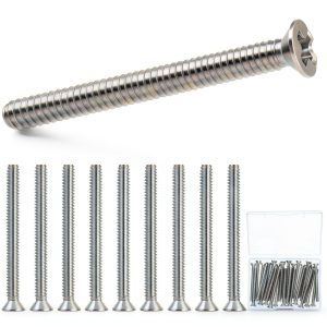 Ripeng 30 Pieces Extra Long Outlet Screws Machine Long Electrical Outlet Screws Device Mounting Electrical Extender for Fix Wonky (6-32 x 1-1/2 Inches)-0