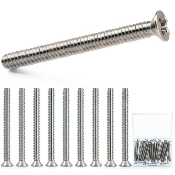 Ripeng 30 Pieces Extra Long Outlet Screws Machine Long Electrical Outlet Screws Device Mounting Electrical Extender for Fix Wonky (6-32 x 1-1/2 Inches)-0